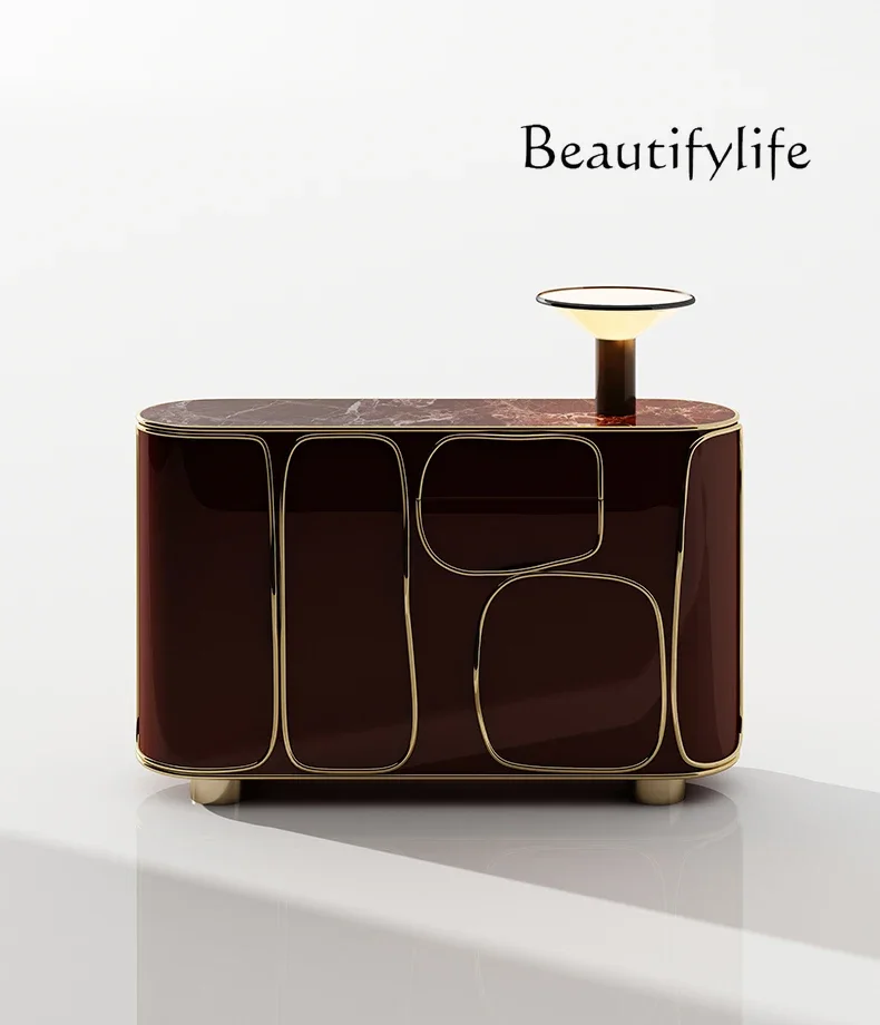 

Italian solid wood dining side cabinet modern living room locker household storage cabinet dining room entrance cabinet