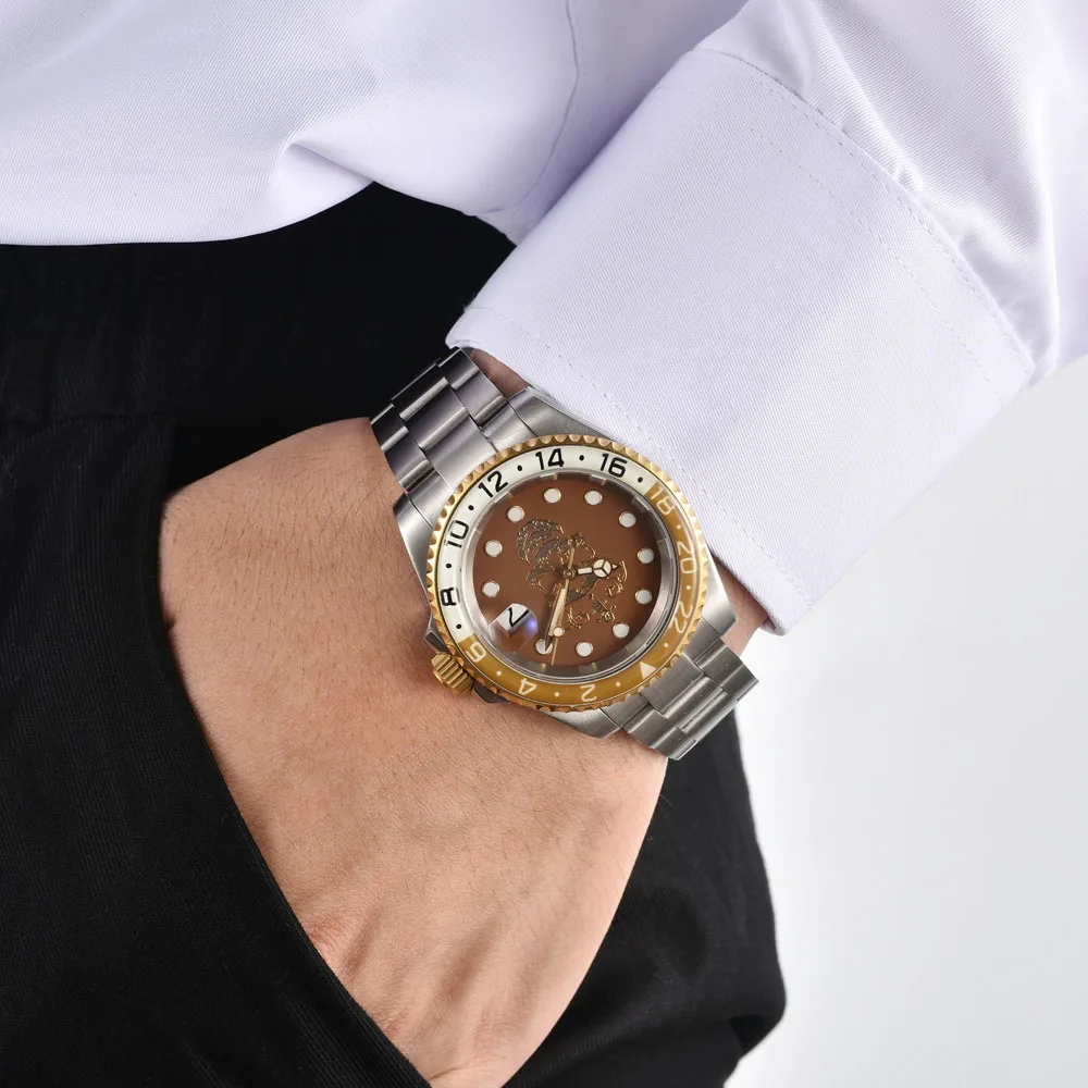 Customized personalized logos can be printed or metal logos for NH35/NH38/NH70/Miyota 8285/VK63/VK64 men's luxury watches view 3