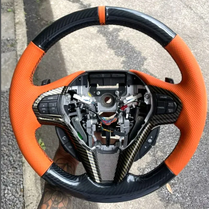For Honda CRZ 2012 2013 2014 2015 Hand Stitched Non-slip Carbon Fiber Leather Steering Wheel Cover Interior Accessory