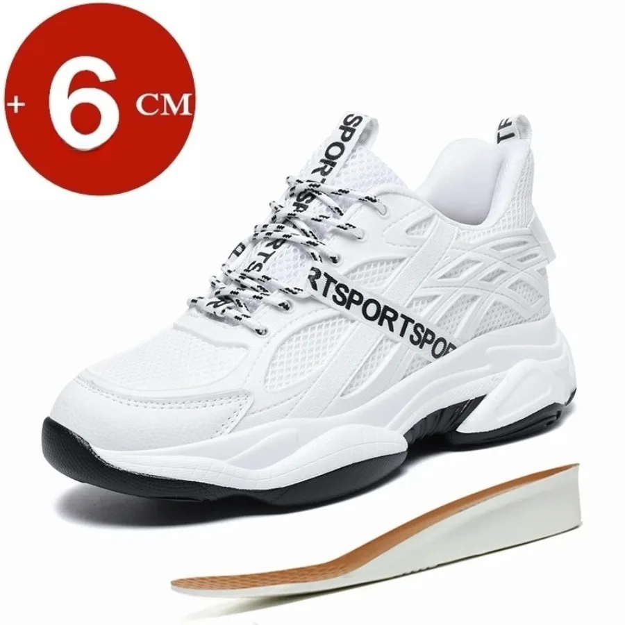 

Elevator Men's Shoes Breathable Invisible Heel Increase Shoes 6cm Thick Bottom Running Casual Shoes Lift Sports for Man Summer