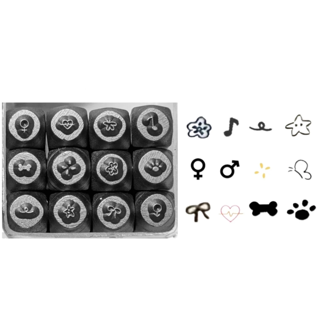 2-ミリメートル-12-ピース蝶カップルイラスト鋼スタンプゴールドとシルバージュエリー彫刻金型ブレスレット彫刻ツール