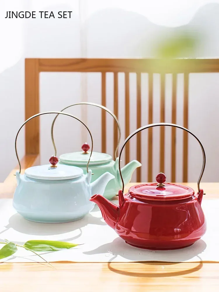 

Celadon Large Capacity Tea Pot Household Filter Beauty Teapot Chinese Ceramic Tea Set Supplies Customized Tea Maker 630ml