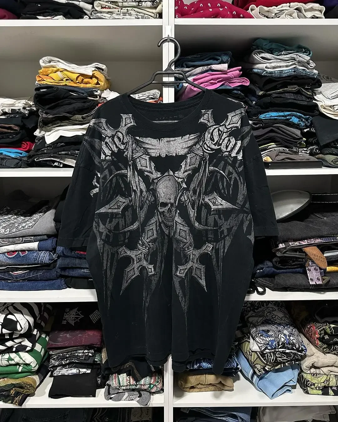 

2000s Tshirt New Harajuku Retro Hip Hop Skull Pattern Oversized T shirt Mens Womens Short Sleeved Gothic Clothing Top Streetwear