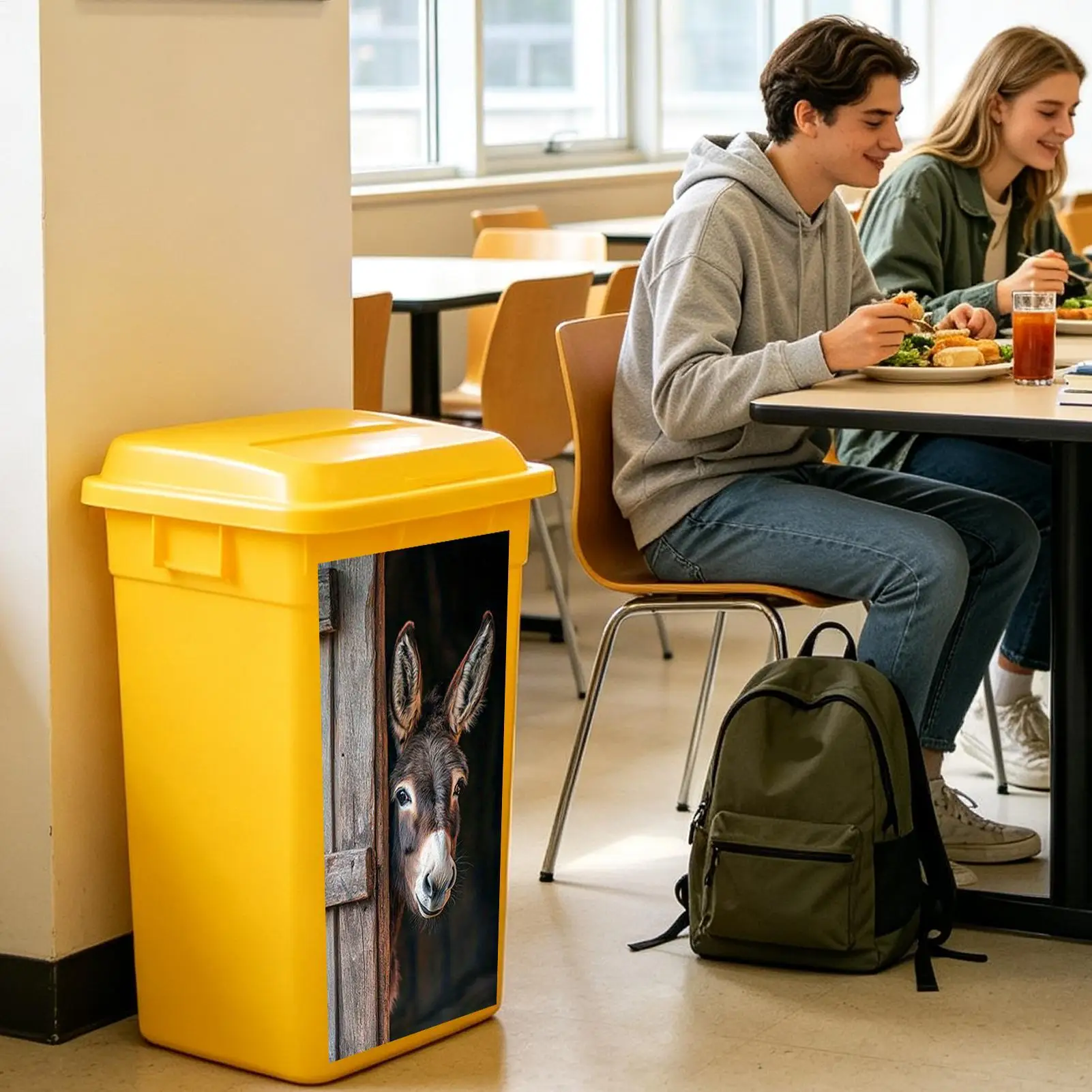 Trash Can Stickers Adhesive PVC Dustbin Decal 12.2x27.55 Inch Decorative for Door Bins Indoor Home Outdoor Garden Patio
