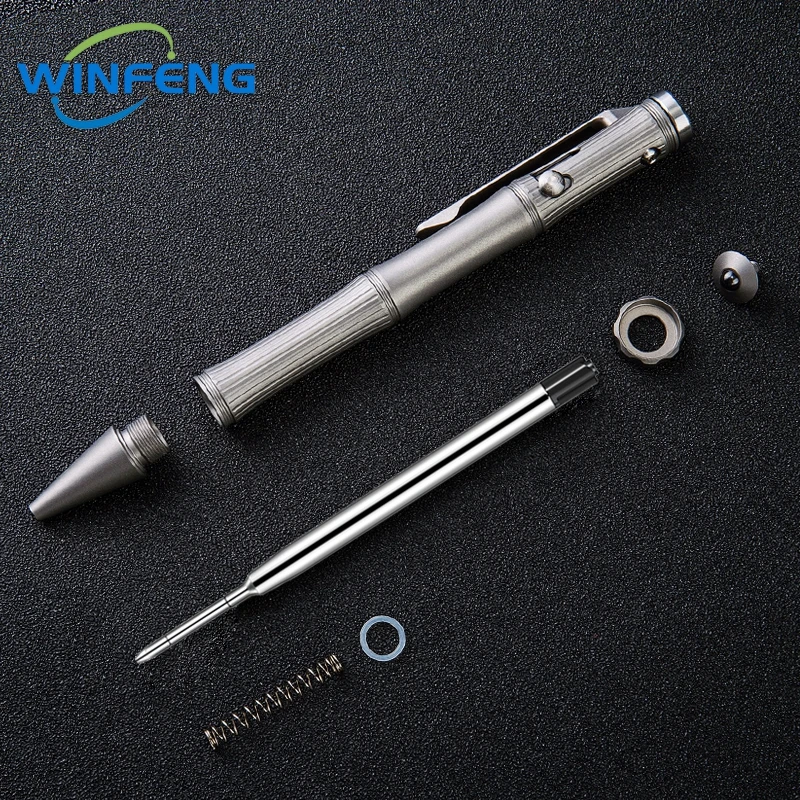 Multi-functional Titanium Tactical Bolt Action Pen Self-defense Glass Breaker Business Signature Ballpoint Pen with Turning Gyro