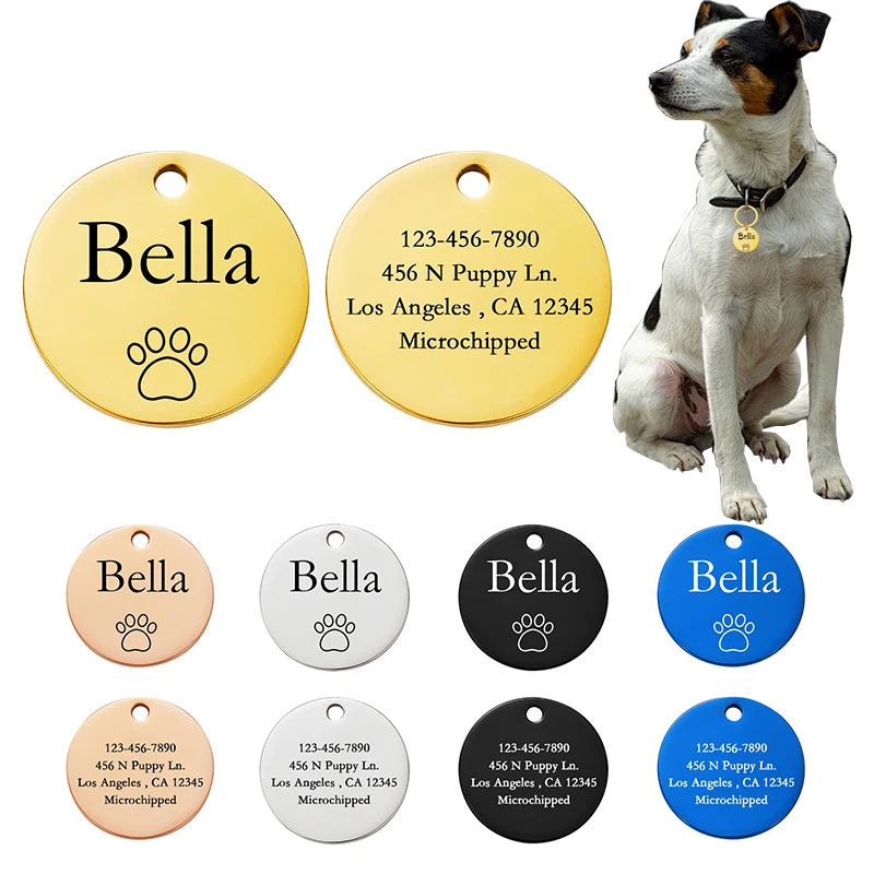 

Dog Collar Address ID Tags Personalized for Dogs Cats with Free Engraving Customizable Medal Accessories