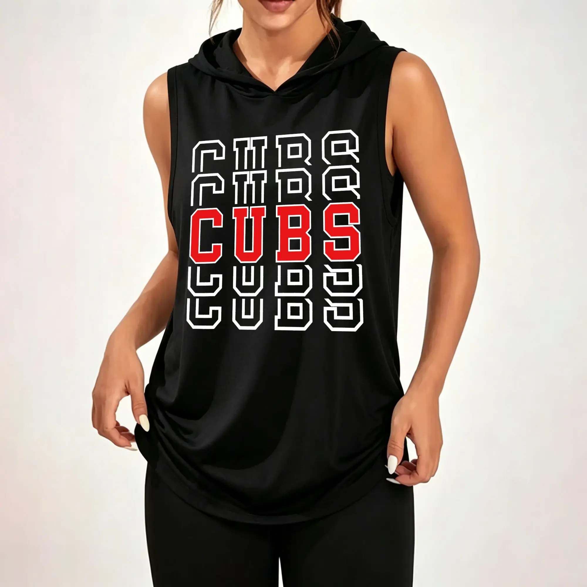 Women Sleeveless Hooded Tank Top 