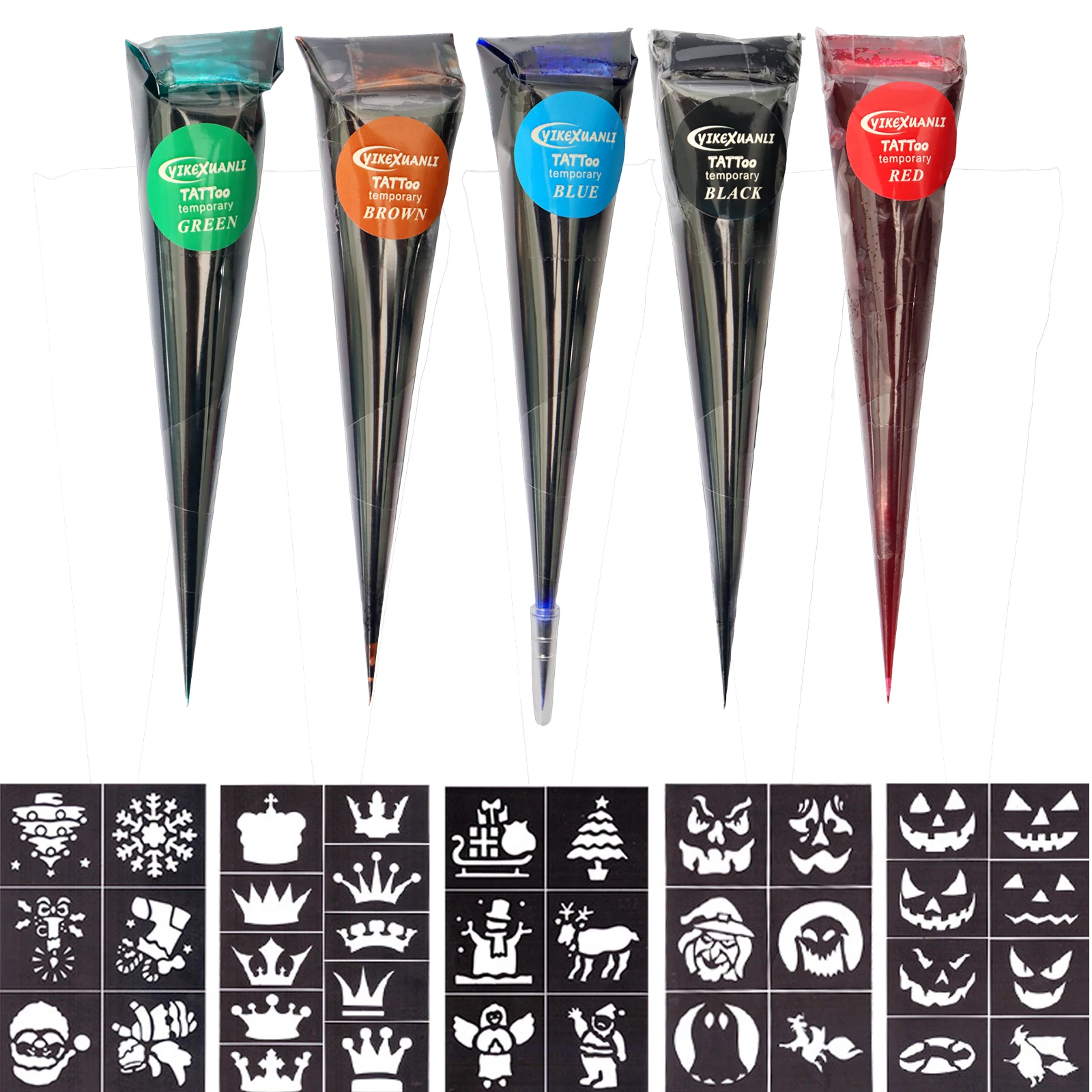 1/5 piezas de crema de henna orgánica natural pura, crema para tatuajes de henna, tatuajes temporales, crema para tatuajes de henna semipermanente, Navidad