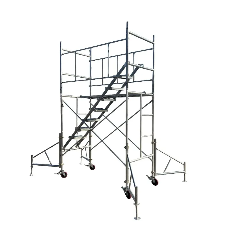 Andamio de marco Construcción Andamio de portal de paso móvil Escalera de aluminio resistente Andamio de marco en H