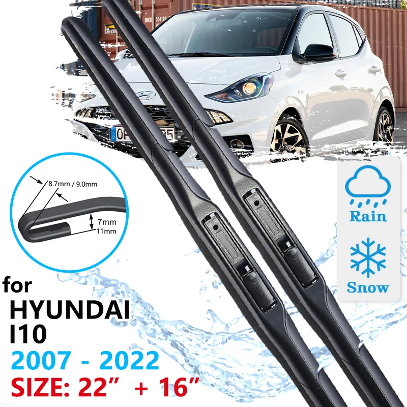 Car Front Wiper Blade For Hyundai I10 PA IA BA AC3 AI3 2007~2022 Windscreen Windshield Wipers Accessories 2021 2020 2019 2018