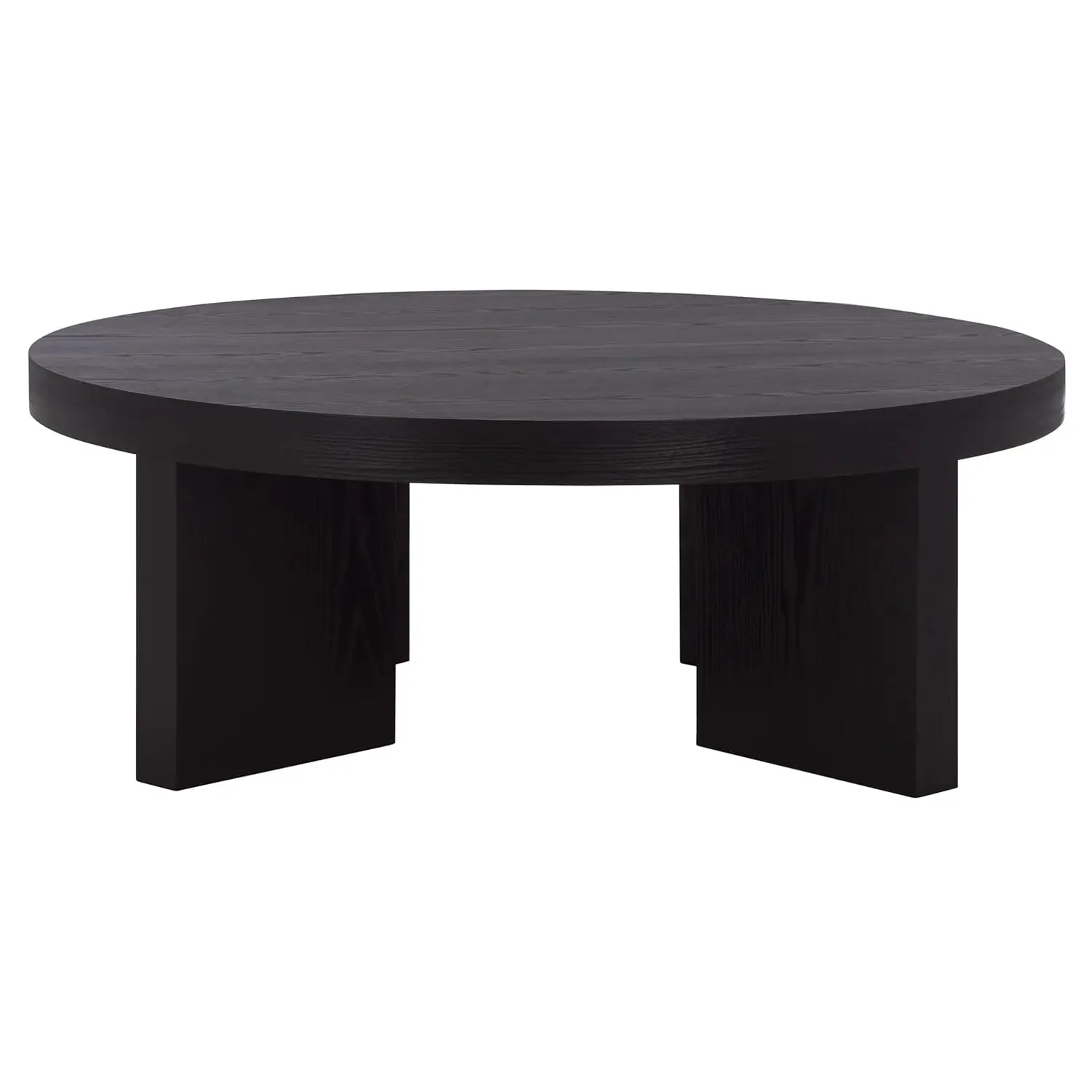 

Black Coffee Table with Ash Veneer, Modern Round Living Room Centerpiece (), Customized