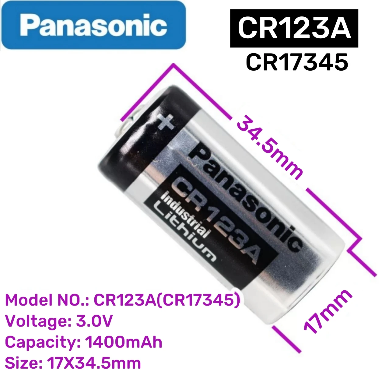 2-10Pcs Original Panasonic 123 Lithium 3V Arlo Camera Battery CR123A CR17345 DL123A EL123A 123A