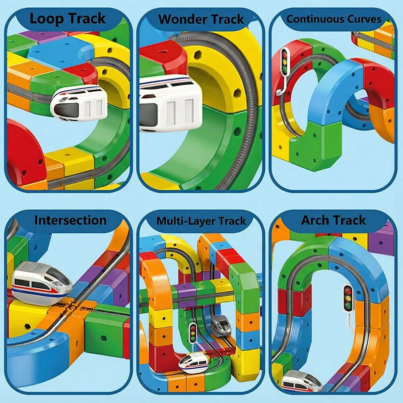 Kinder Magnetische Schiene Auto Würfel Spielzeug, DIY Bausteine Lernspielzeug, Magische Gleis Zug Konstruktion, Kinder Weihnachtsgeschenk