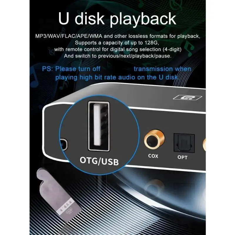 R53C Bluetoothcompatible 5.3 Receiver Transmitter 2 In 1 Coaxial Optical Digital to Analog Converter Headphone Adapter