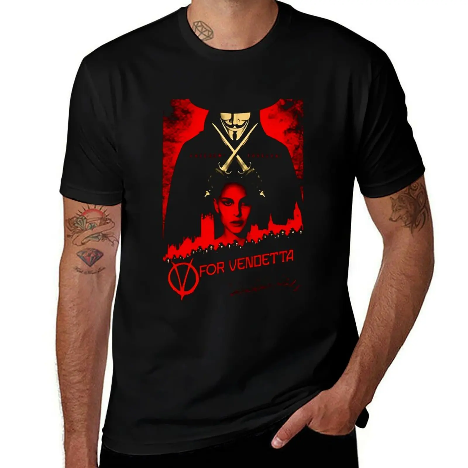 V For Vendetta Guy Fawkes Movie T-Shirt plus size tops aesthetic clothes tee shirts for men