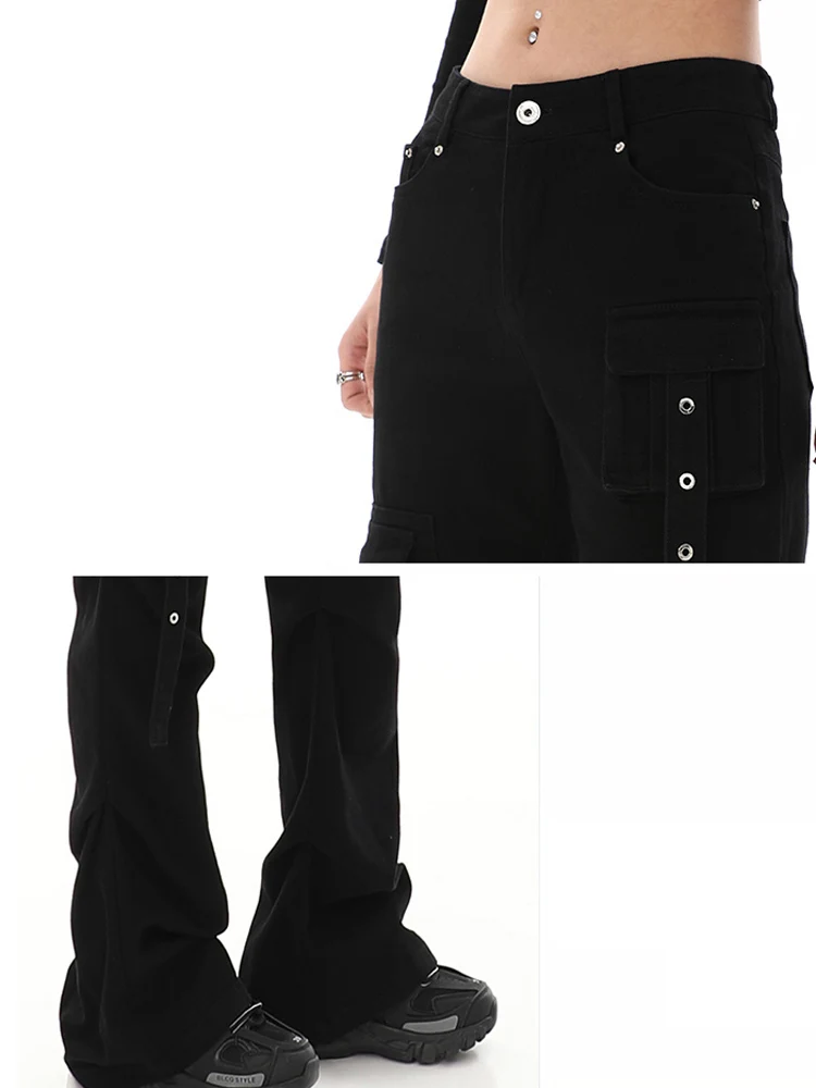 2024Spring New Spicy Girl's High Waist Chic Denim Pants For Women's Black Slimming Versatile Jeans Cotton Work Pants Flare Pants