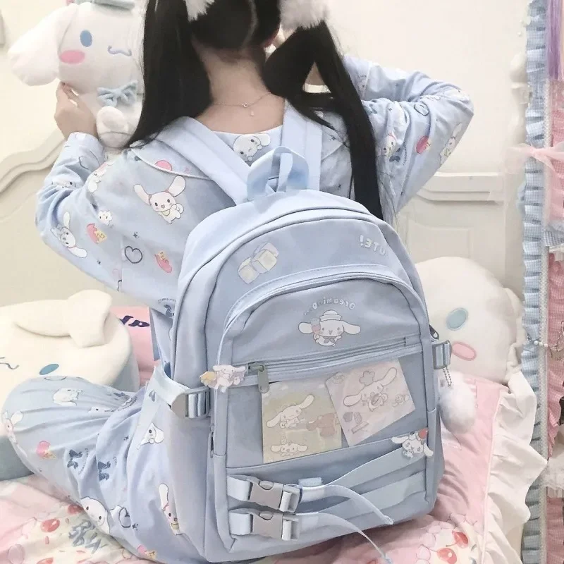 MBTI Sweet Cinnamoroll Womens Backpack Cute Original Blue Youth School Backpacks Japanese Style Fashion Female Aesthetic Bags