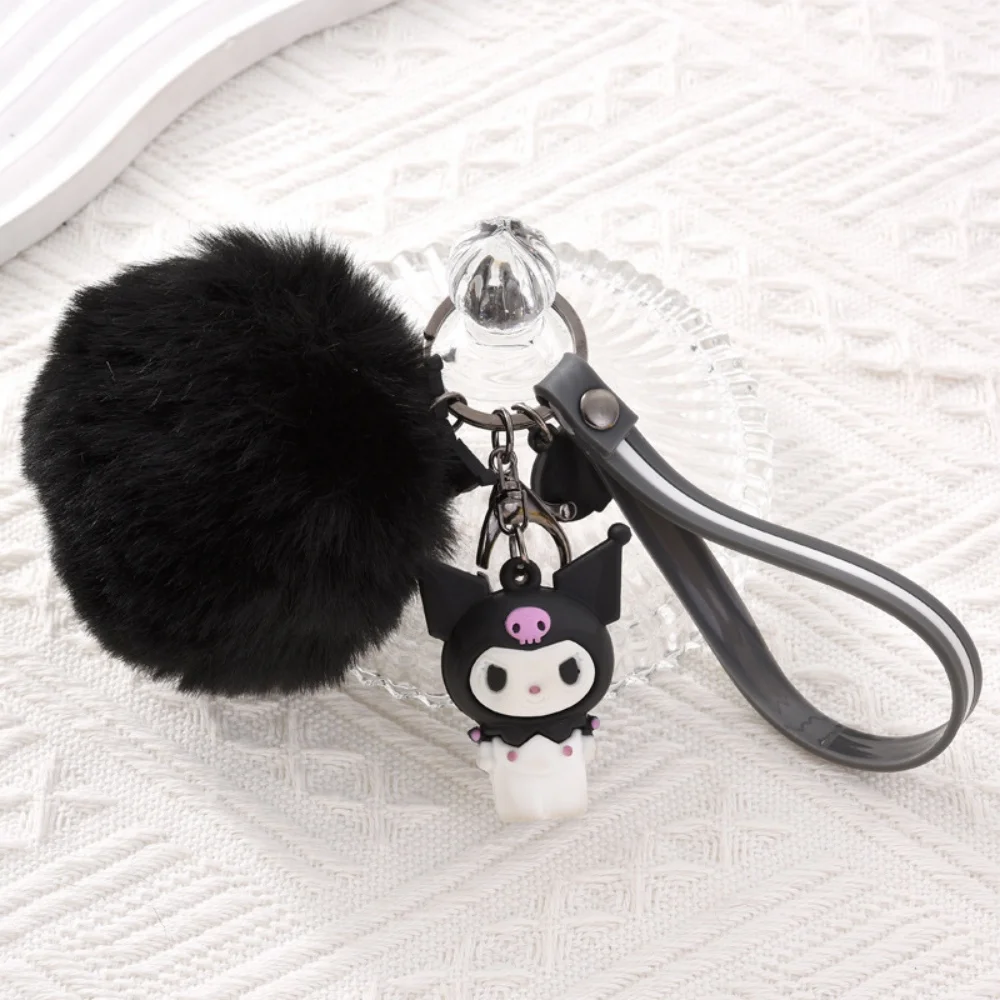 

Sanrio Hello Kitty Kuromi Cute Fur Ball Keychain Kawaii Cinnamoroll Melody Women'S Handbag Keychain Accessory Girls Gifts