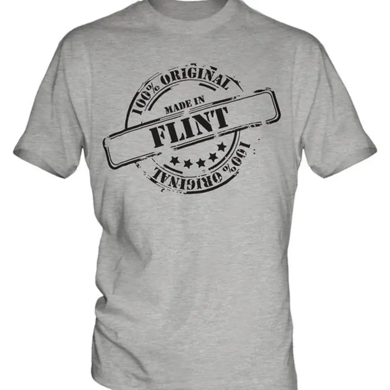 

MADE IN FLINT MENS T-SHIRT GIFT CHRISTMAS BIRTHDAY 18TH 30TH 40TH 50TH 60TH