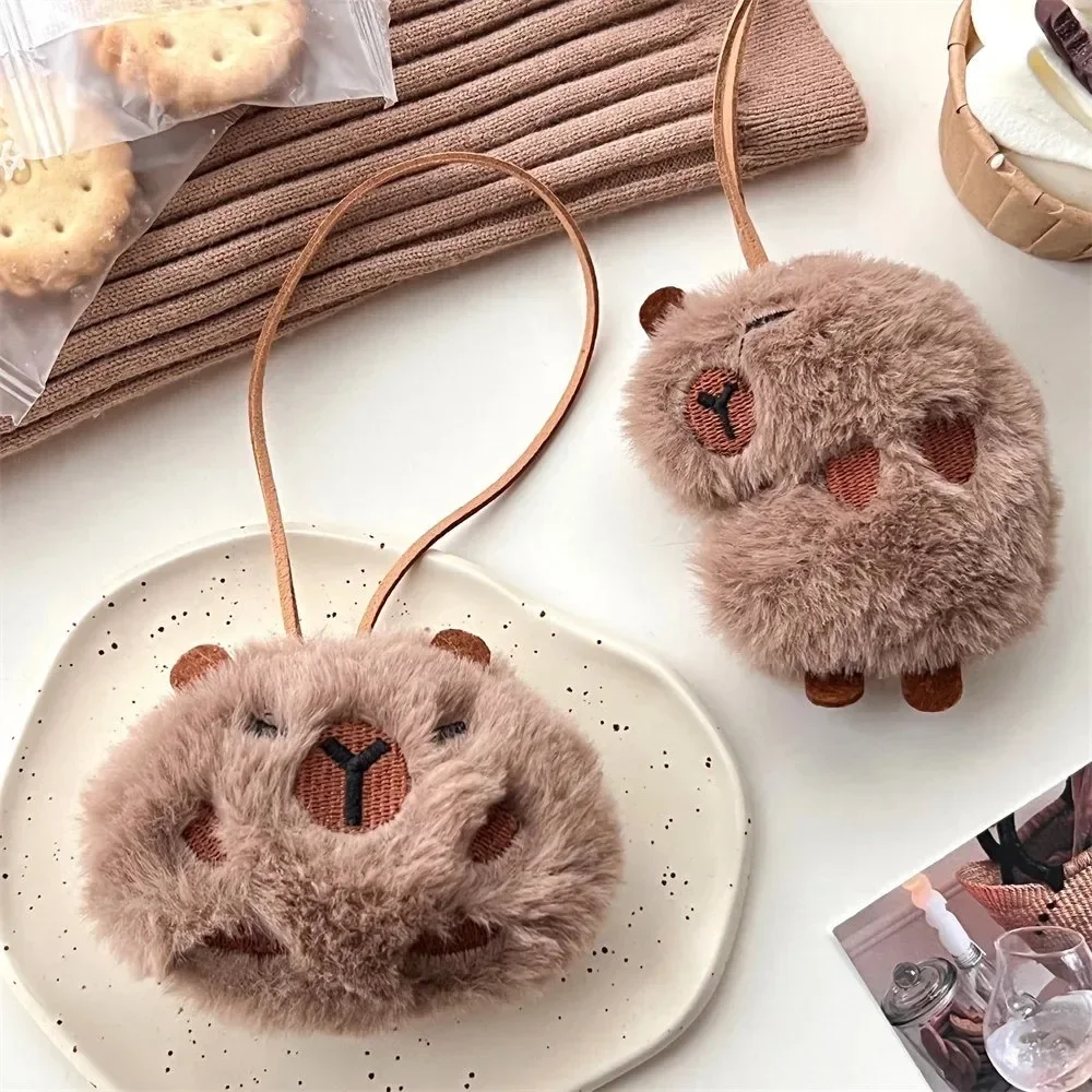 Cute Plush Capybara Keychain Cartoon Bag Pendant Capybara Doll Brooch Fluffty Animal Doll Key Ring Pendant Men Women image 2