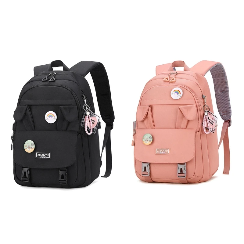 School Bookbag Rabbit Ears Backpack for Teen Girls Large Capacity Schoolbag Student Daypack Female Book Bags