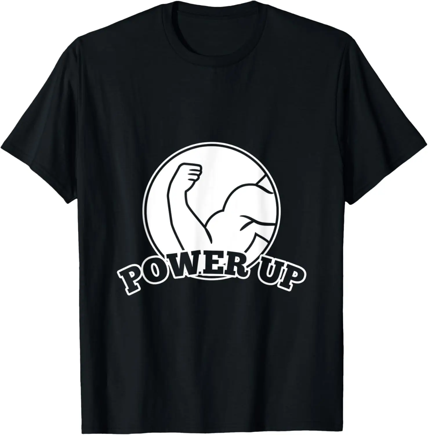 Power Up Bicep Muscle Fitness Gráfico Camiseta de algodón para hombre Camiseta informal de entrenamiento para gimnasio