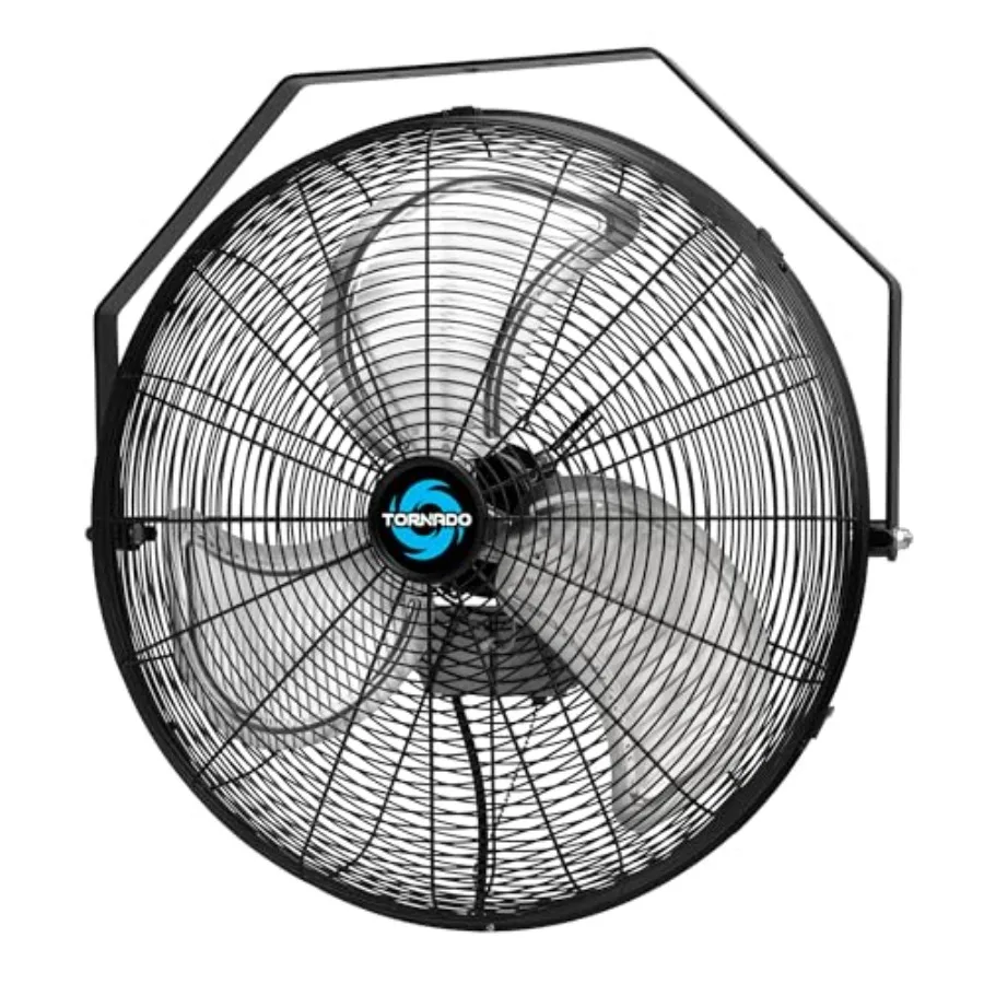 

Industrial wall fan for high-velocity airflow in workshops and warehouses, black ABS plastic housing, 20-inch blade diameter, 4