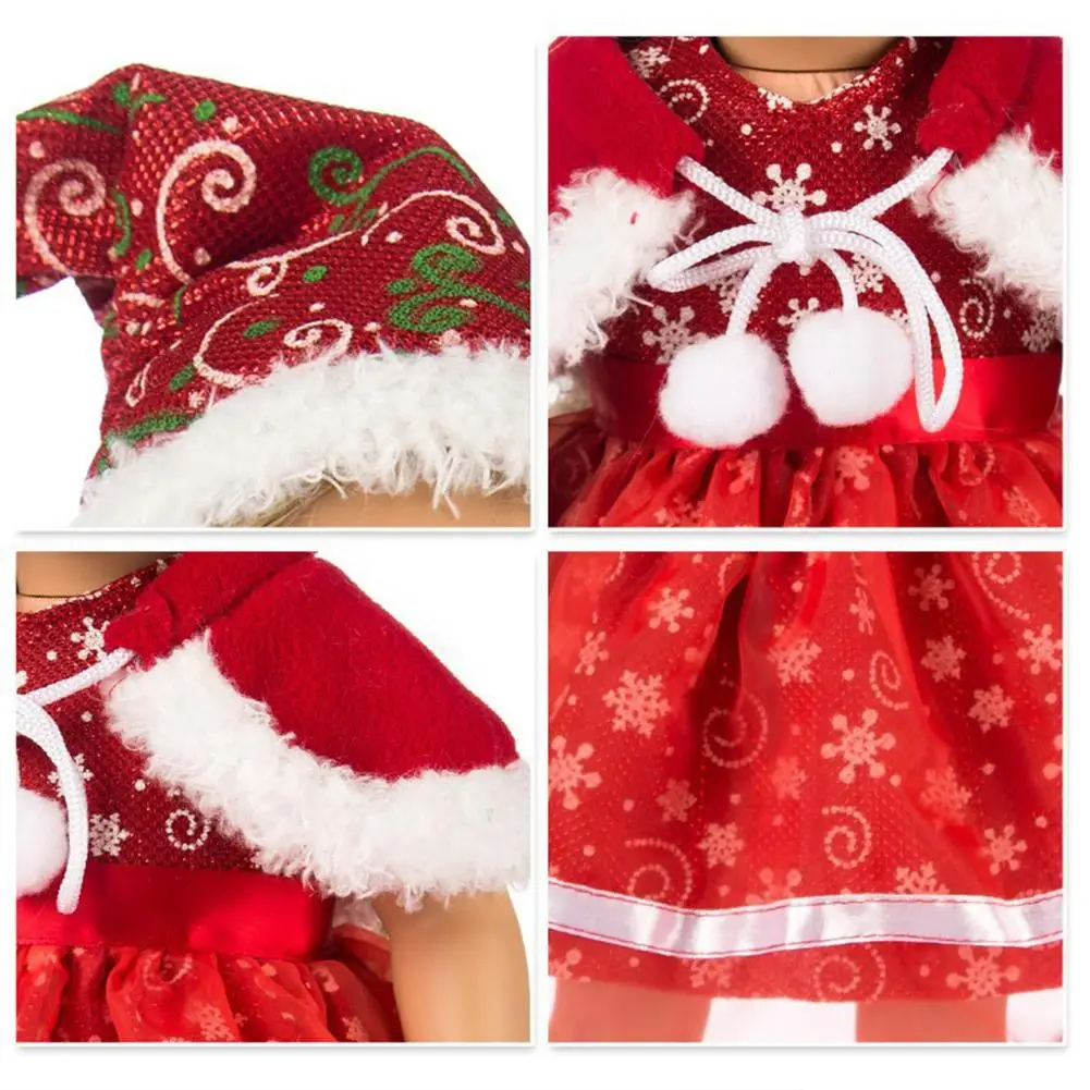 Vestiti per le bambole Abbigliamento natalizio per abito da bambola da 18 pollici Costume da Babbo Natale per il nuovo bambino per America Girl Reborn Regalo fai da te per ragazza