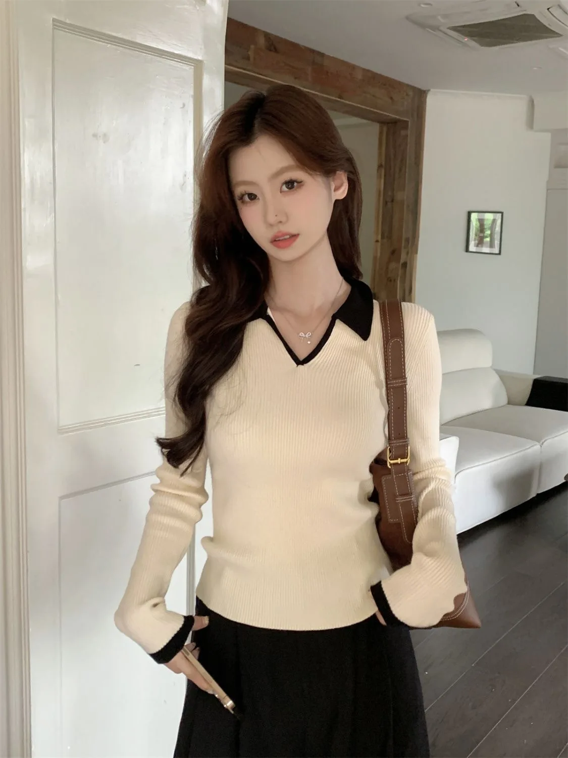 Pullover, Pullover, Damenoberteile, Damenoberteile, 2025, Kaschmir, sportlich, gerippt, Bündchen, H-Typ, gerade, modern, professionell, High-Street-Elastizität