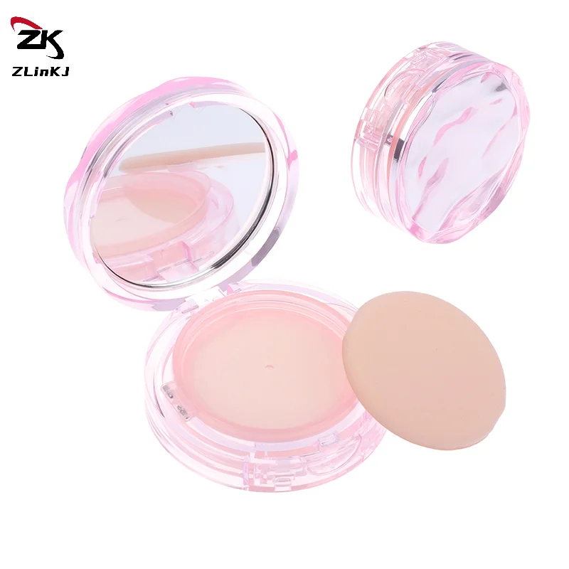 Plastic Pink Empty Air Cushion Puff Box Portable Foundation DIY Box With Mirror