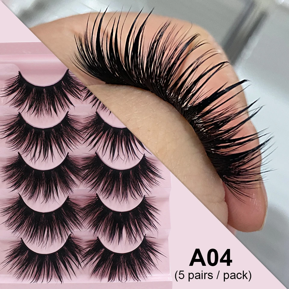 5 Pairs Female Cosplay Fake Eyelashes Korean Makeup New Style Wet Spikes 3d Eyelash Bulk Wholesale Manga Lashes