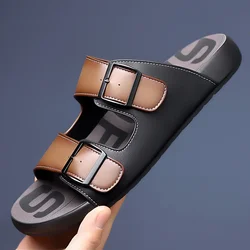 2024 New Designer Casual Buckle Male Sandals Fashion Retro Open-toe Soft-soled Outdoor Beach Shoes Slippers for Men