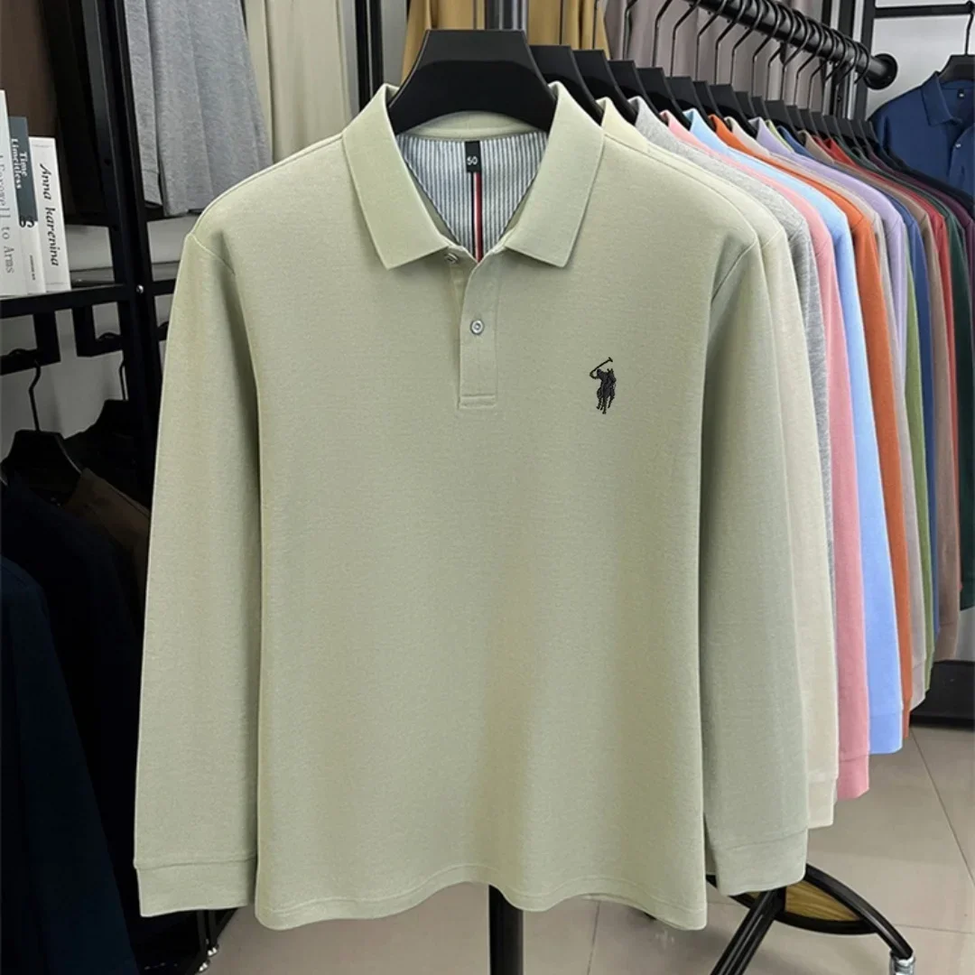 100 % reine Baumwolle, hochwertige Marke, Herren-Polohemd mit langen Ärmeln, Herbst-/Winterkollektion, modisches, luxuriöses Golfoberteil mit Stickerei, lässiges T-Shirt. – Detail 23