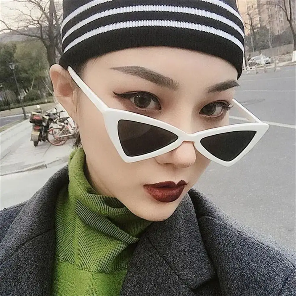 

Women Tinted Cateye Sunglasses Vintage Narrow Inverted Triangle Glasses Small Cat Eye Sunglasses UV400 Glasses