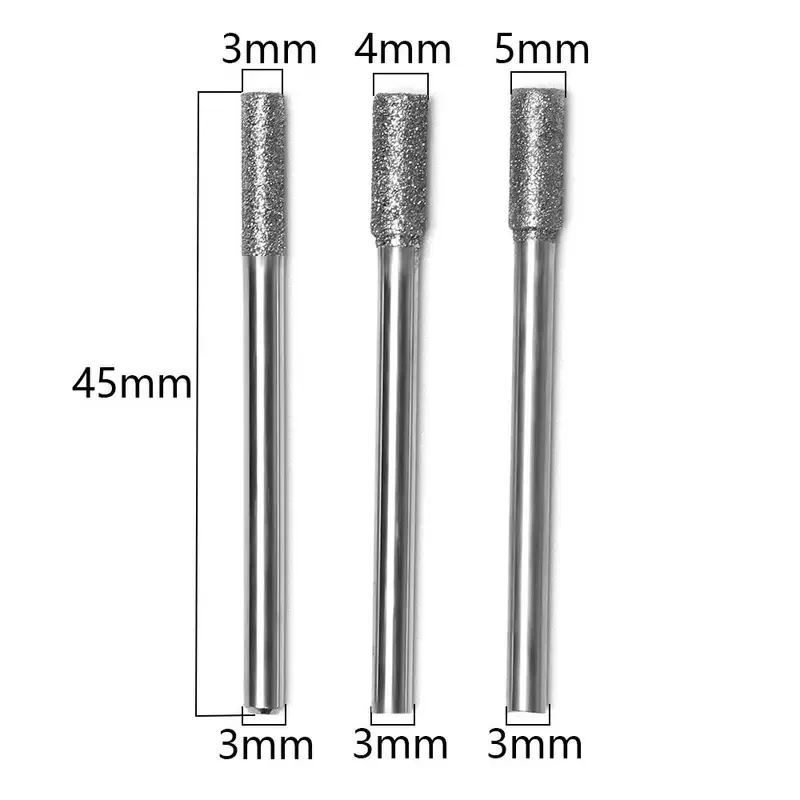 5pcs 3/4/5mm Diamond Columnar Fine Sand Chainsaw Sharpener Burr Stone Micro-carving Needle Abrasive Tools Chainsaws Sharpening