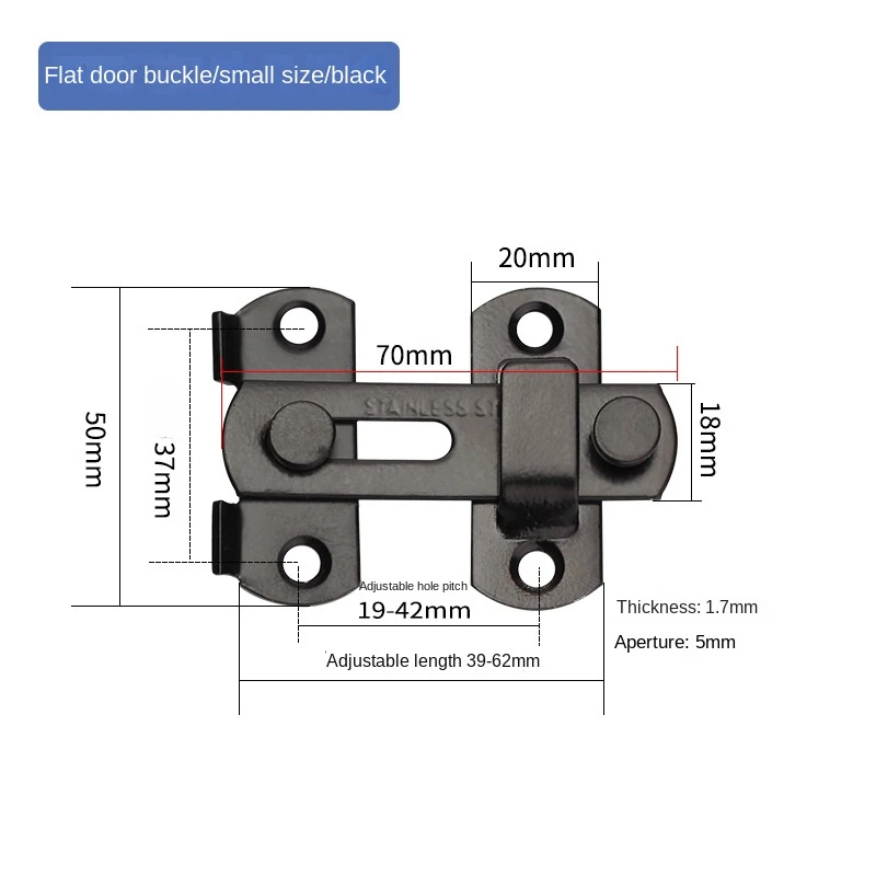 Thickened 304 Stainless Steel Door Buckle, Safety Bolt, Sliding Door, Flat Hasp, Anti-theft Buckle Lock Hardware Accessories.