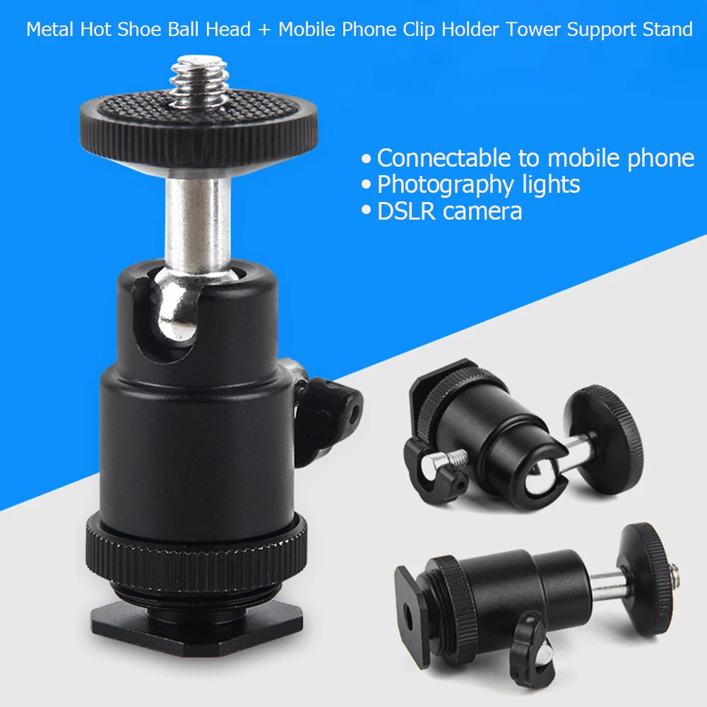 Camera Moblie Phone Clip Bracket Holder Mount 1/4 Screw Hot Shoe Phone Clip Tripod Monopod Stand for Camera Tripod Video Mount