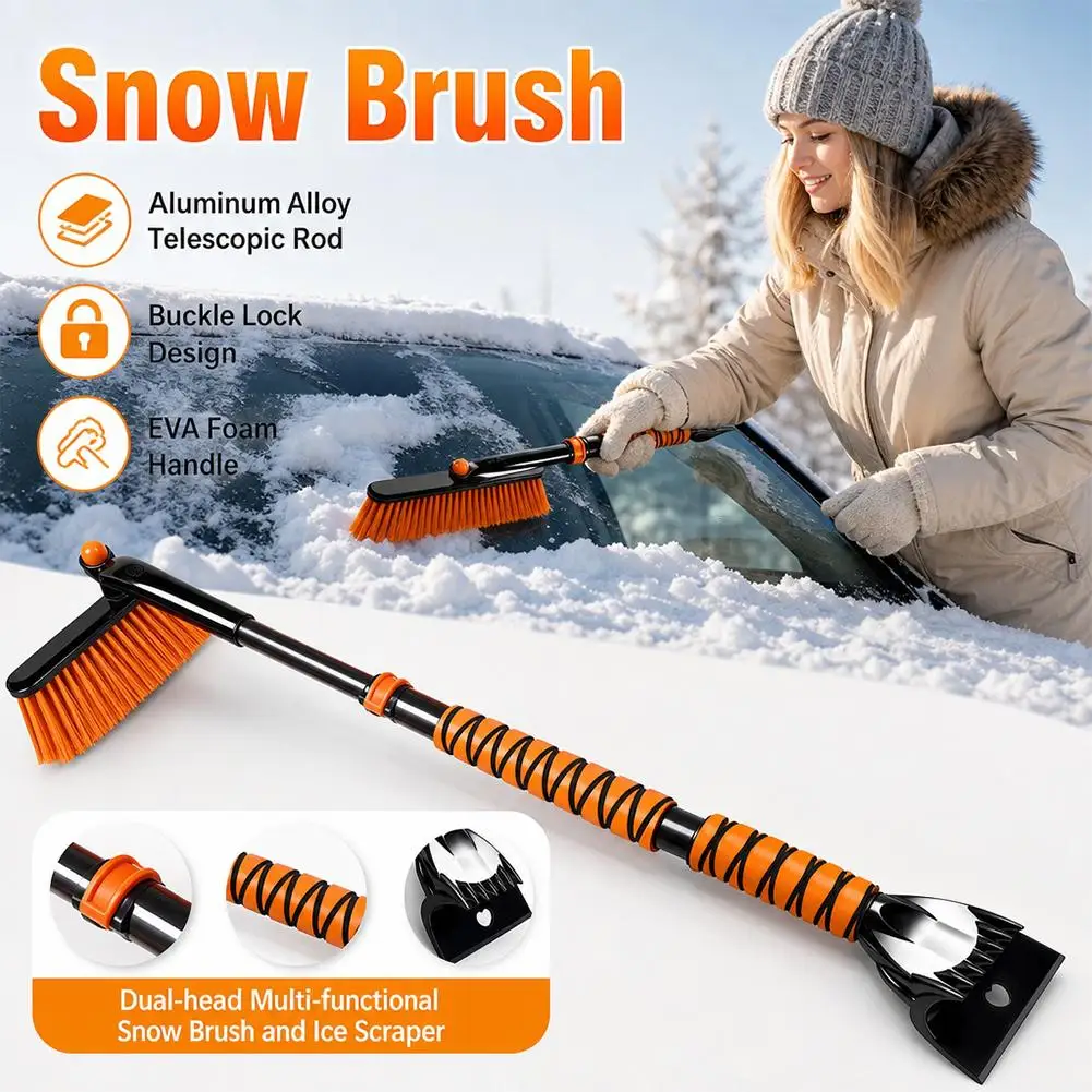 3In1 Car Snow Shovel Winter Ice Remover Brush Snow Scraper Defrost Tool Non Scratch Windshield Cleaning Auto Snow Removal Kit