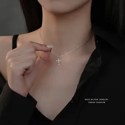 925 Sterling Silver Beloved Light Luxury Temperament Zircon Cross Pendant Necklace for Women Exquisite Birthday Gifts