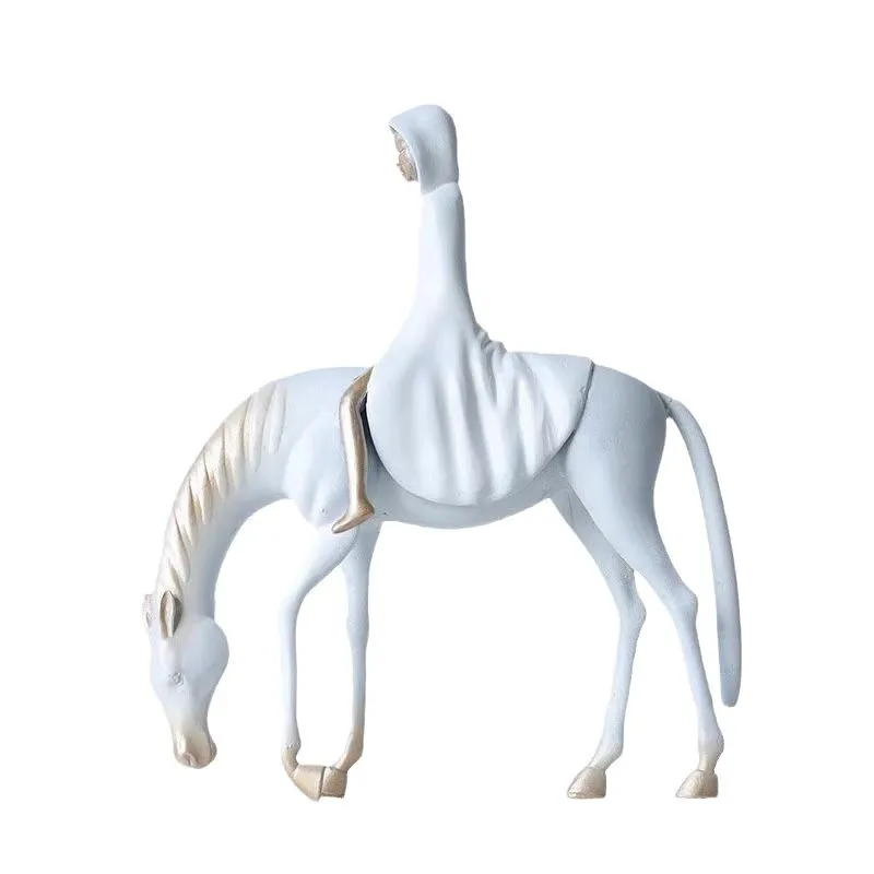 

&c Modern Light Luxury Desert Princess Horse Animal Sculpture Creative Ornaments Crafts Synthetic Resin Desktop Study Decor
