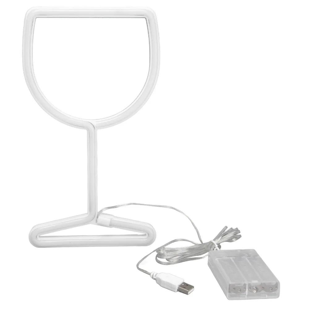 Wine Glass LED Neon Sign Dual Power Supply Battery Operated Neon Light IP45 Waterproof USB Powered Neon Bar Light Home Decor