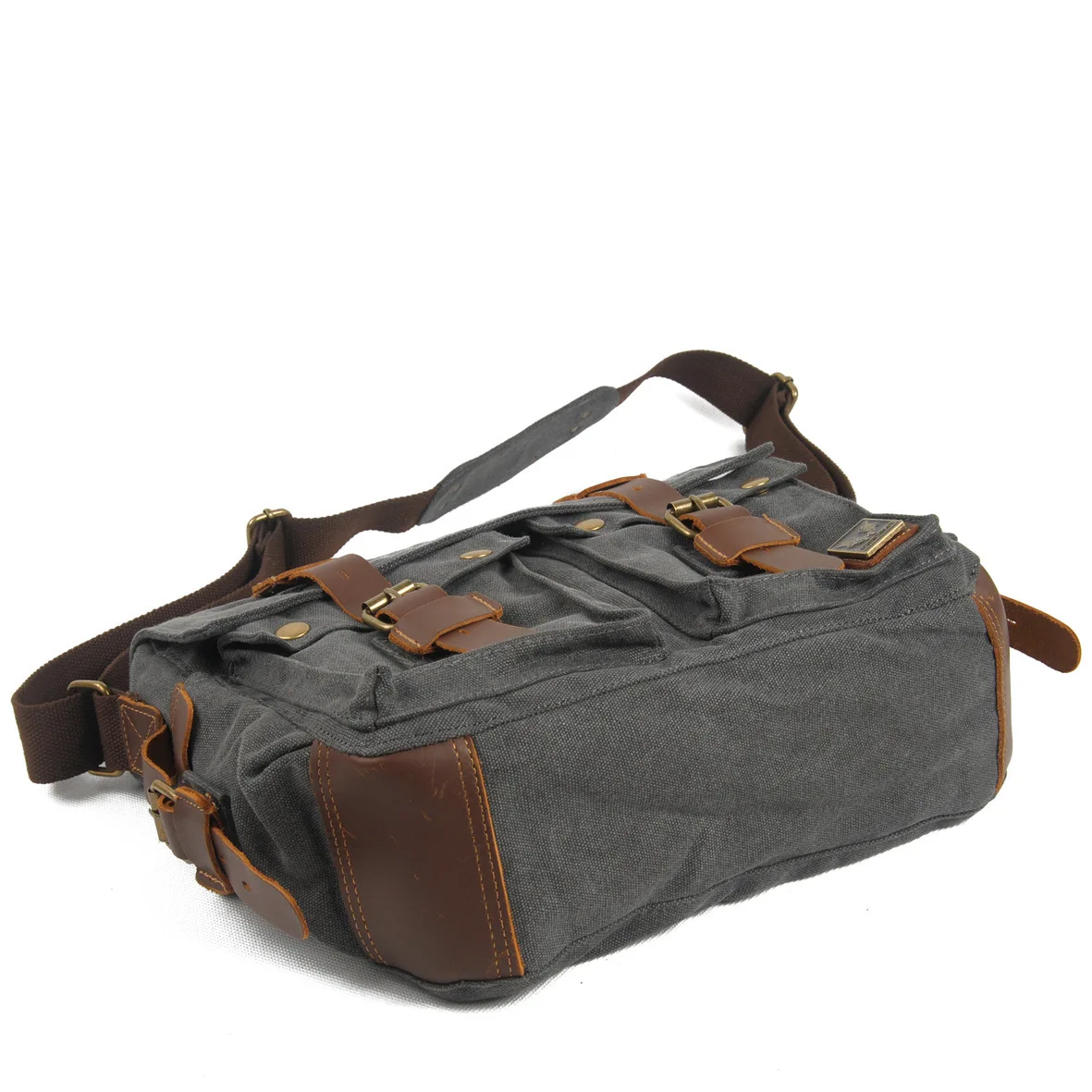 retro canvas horseskin men's messenger bag casual shoulder bag