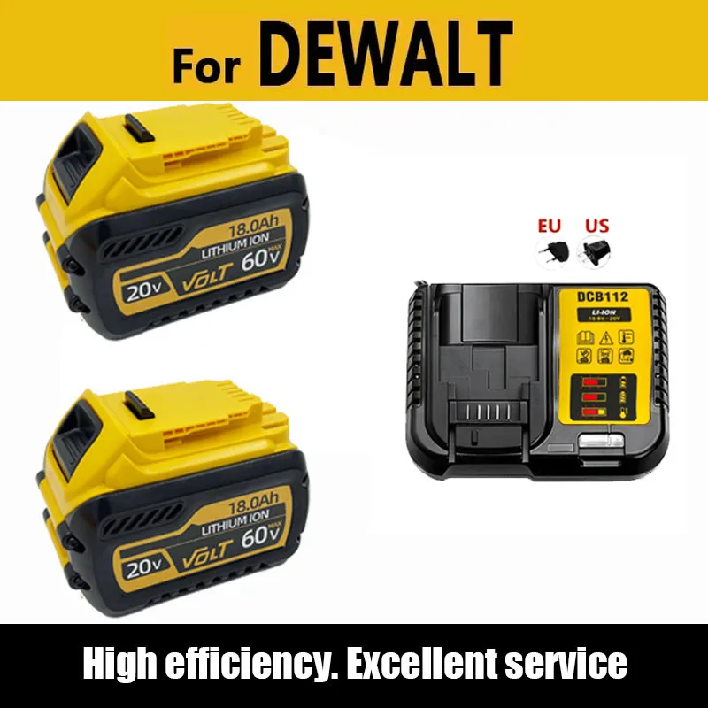 

20V/60V for DeWALT Battery 6Ah 18Ah MAX FlexVolt for DCB609 DCB606 DCB205 DCB206 DCB209 DCB182 Power Tool with Charger