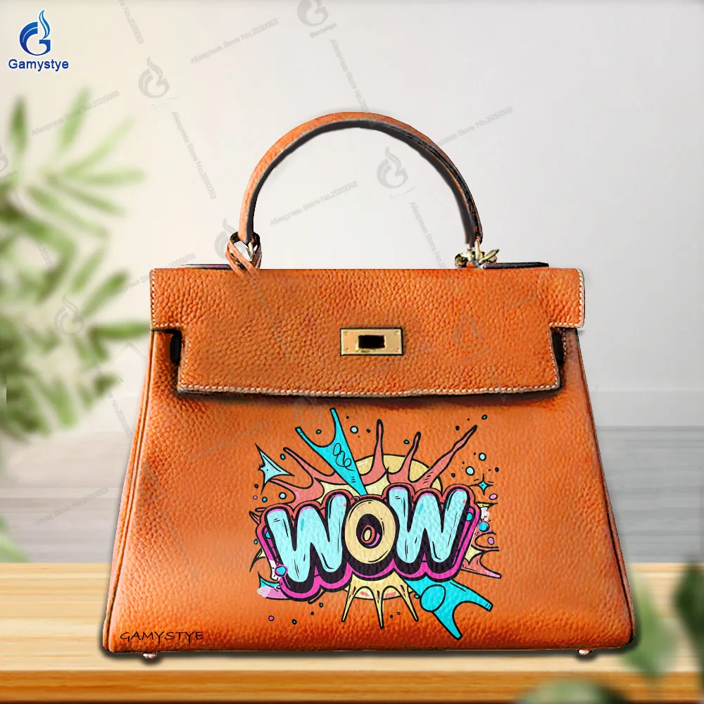 

Art Print Customize Totes Colorful Graffiti Letter Pattern 100% Cowhide Leather Women Bags Top-Handle Bags Cross Body Bags Bolsa