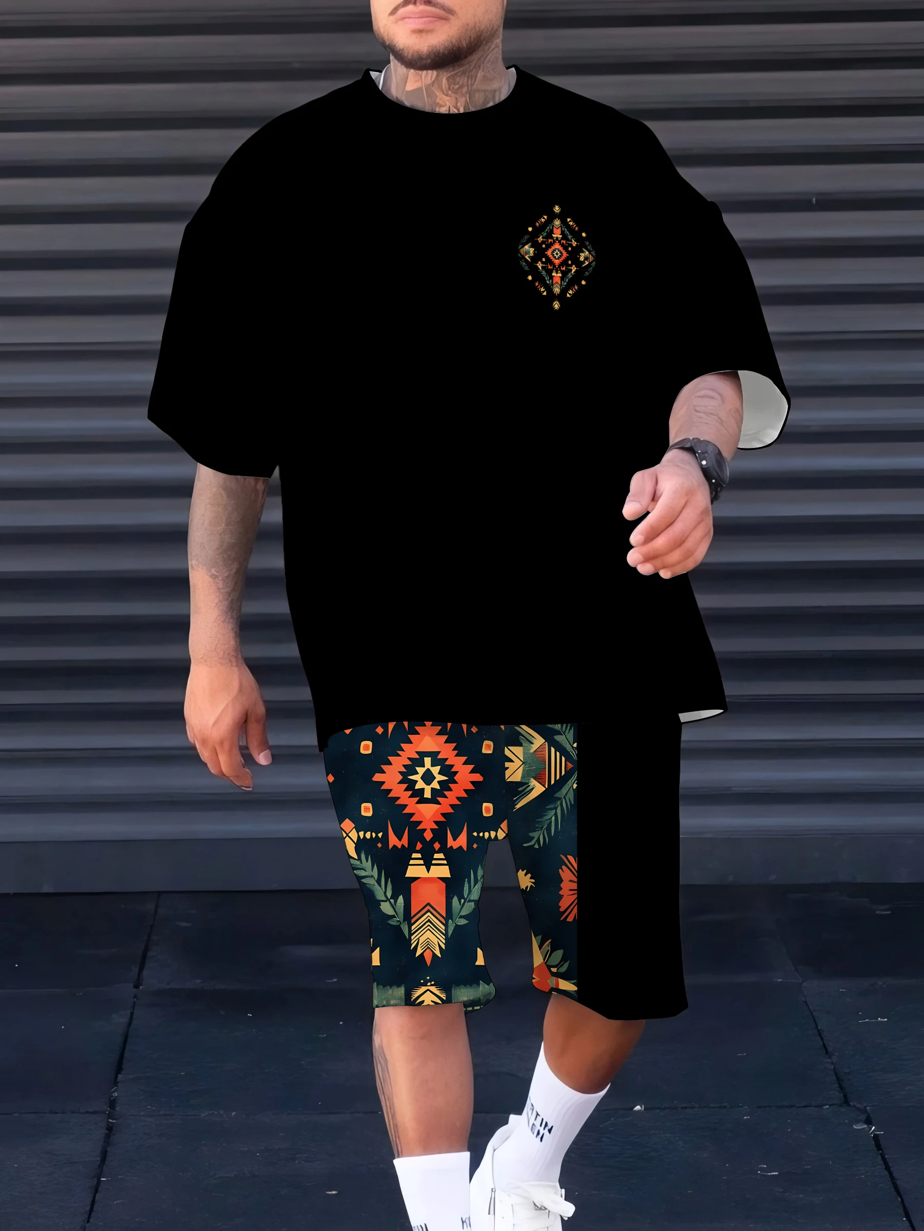 

GELITAYIN The 2025 Summer New Men's Suit With 3D Printed Patterns Features A Casual Fashionable And Simple Outdoor Men's Wear St