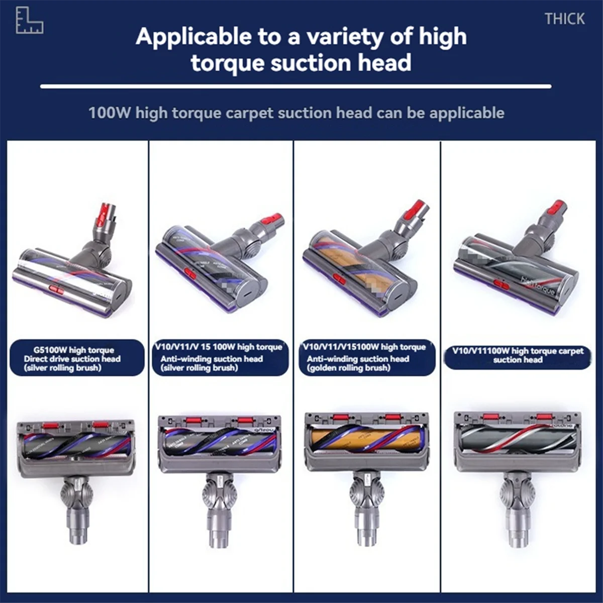BFYLE 100 W Direct Drive Kopf Rad Ersatz für Dyson V10 V11 Staubsauger Direct Drive Reinigung Kopf Teile Ersatz
