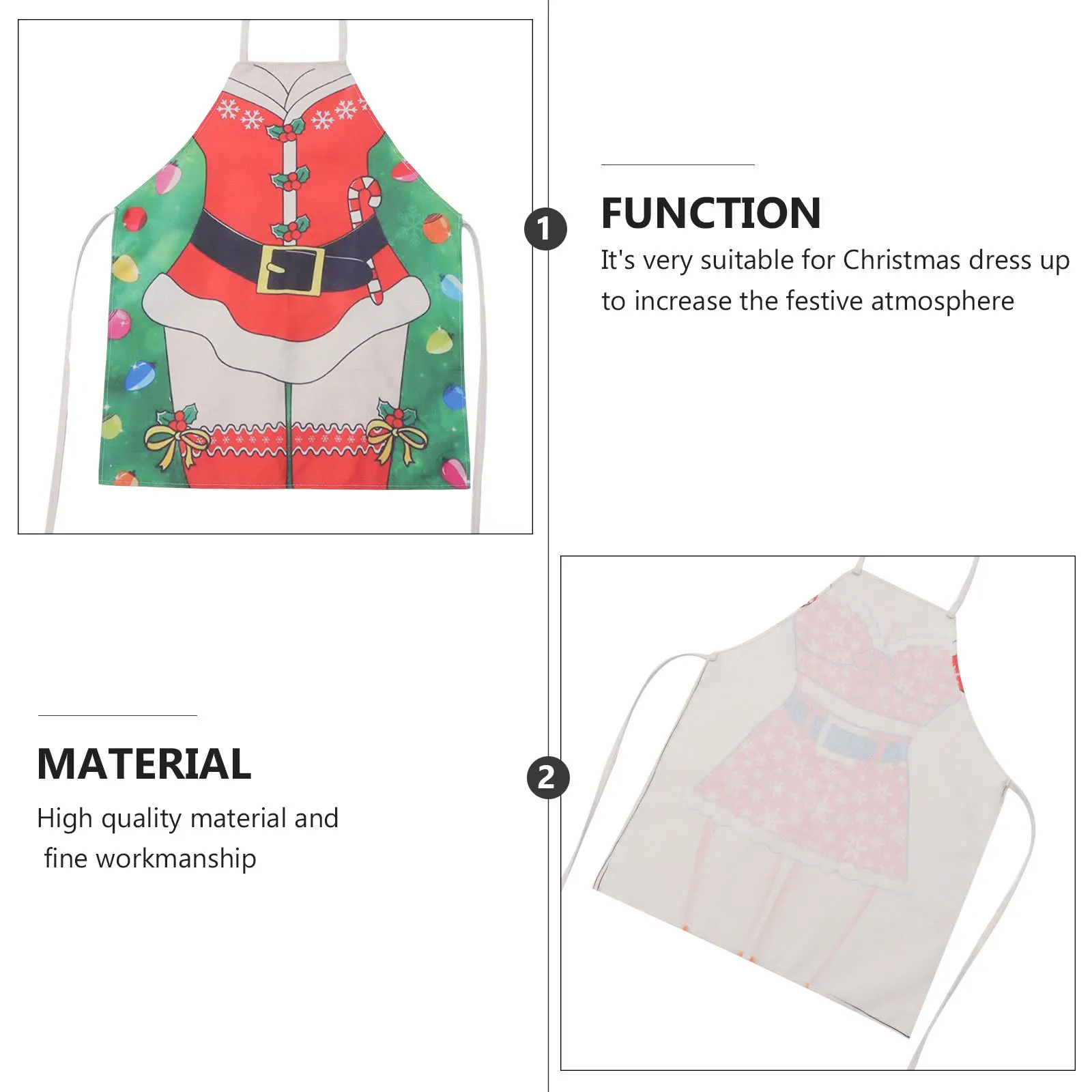 

2Pcs Polyester Christmas Theme Aprons Soft Comfortable Salon Barber Hair Cutting Apron Light Weight Easy Fold Apron