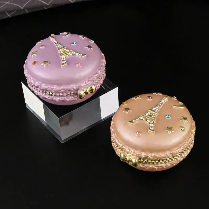 Enamel-colored Diamond-set Iron Tower Jewelry Box, Vanity Table Decoration, Ring And Earring Flip-top Storage Box, Birthday Gift