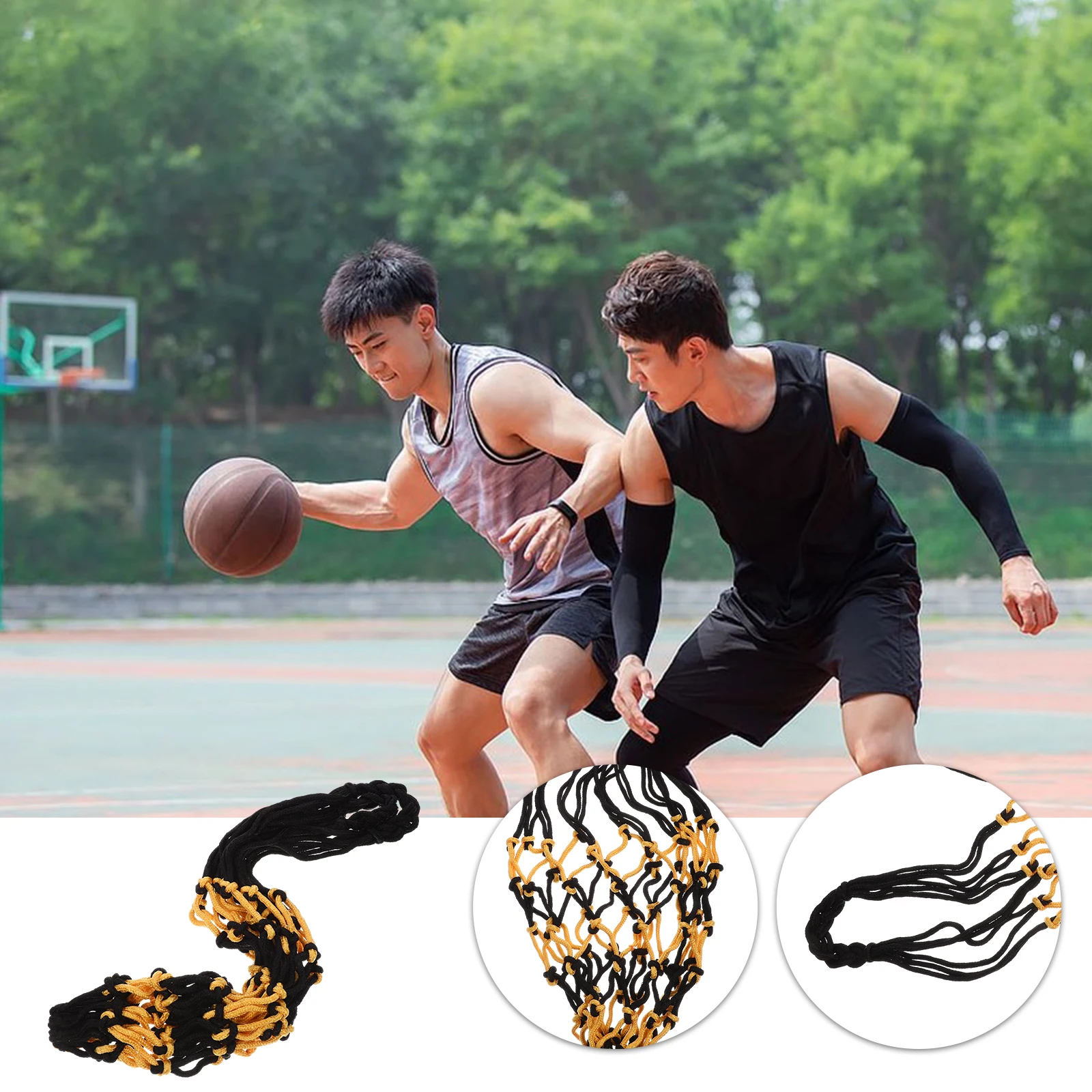 

1pcs Ball Bag Basketball Storage Mesh Large Sports Ball Net Bag Portable Organizer For Balls Black