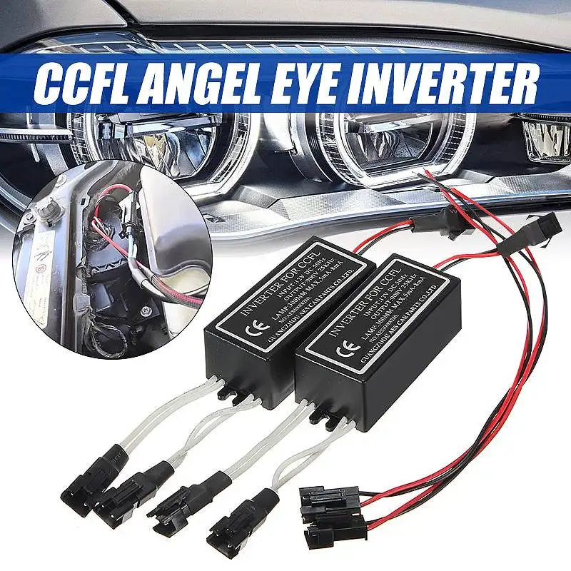 1 pair 12V Universal CCFL Inverter Replacement 1 for 2 Lamps Angel Eyes DRL Driver Ring CCFL Spare Ballast Block for BMW